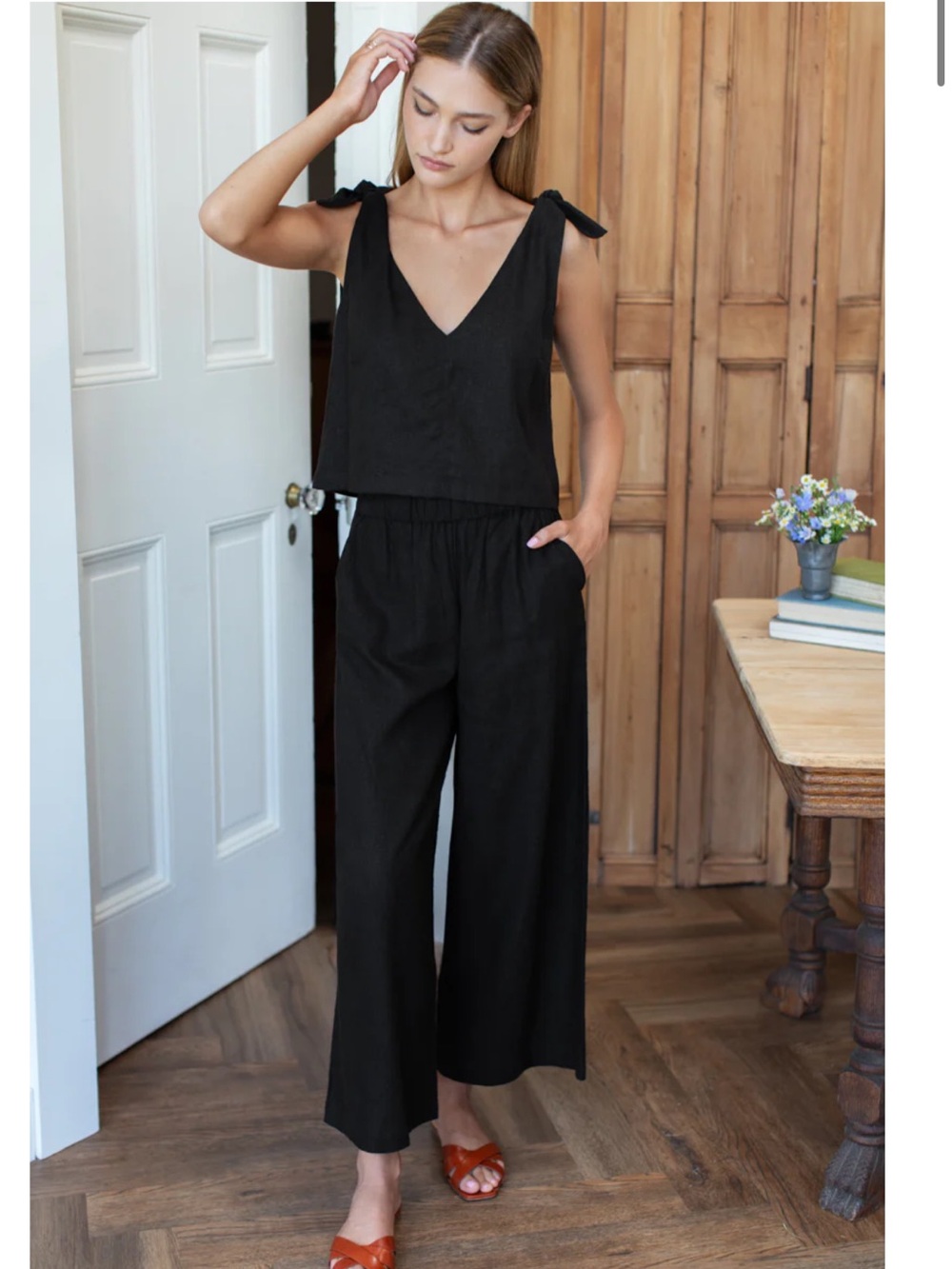 Emerson Fry PULL ON POCKET PANT - JET BLACK LINEN